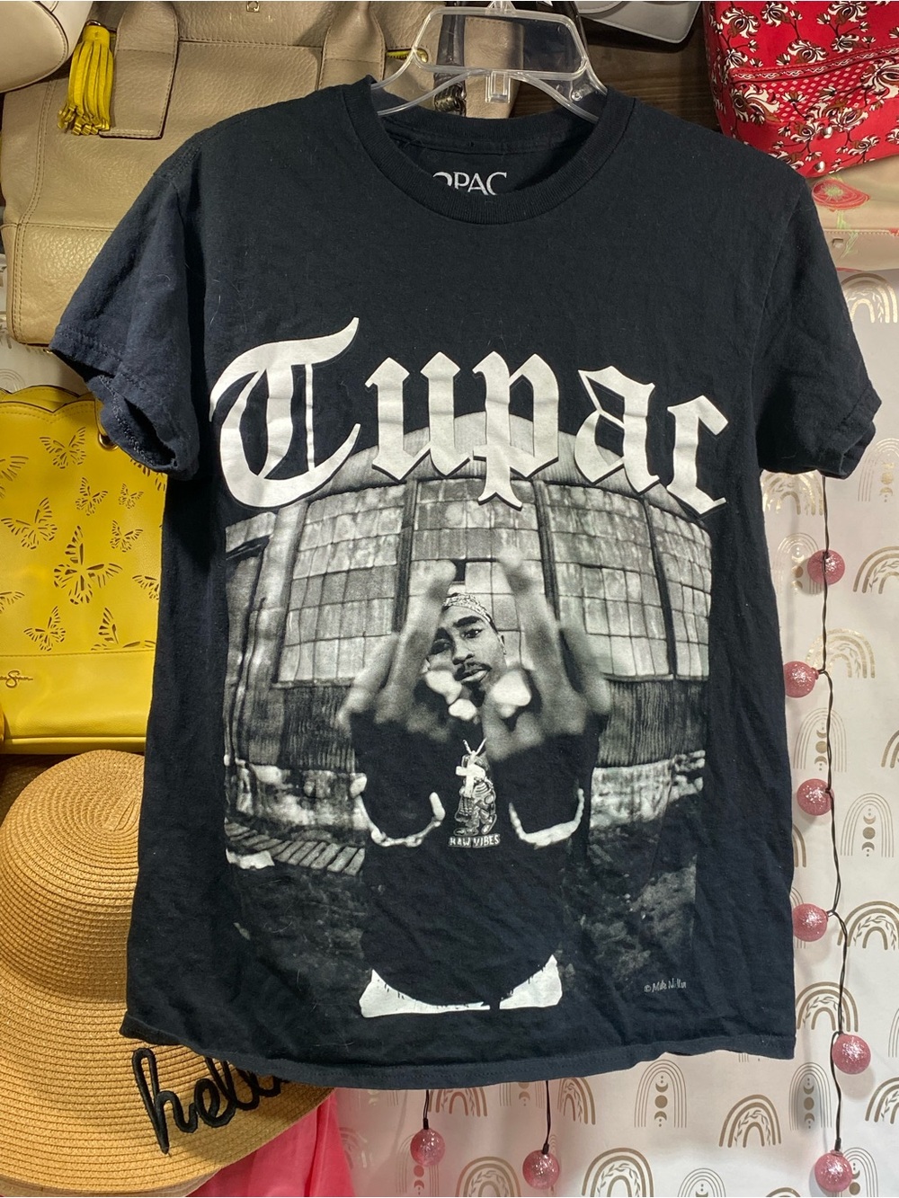 Black Tupac Graphic Crewneck Tee - Unbranded